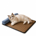 Woven Rattan Cooling Mat with cat