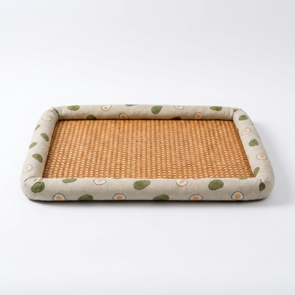 Woven Rattan Cooling Pet Bed front view