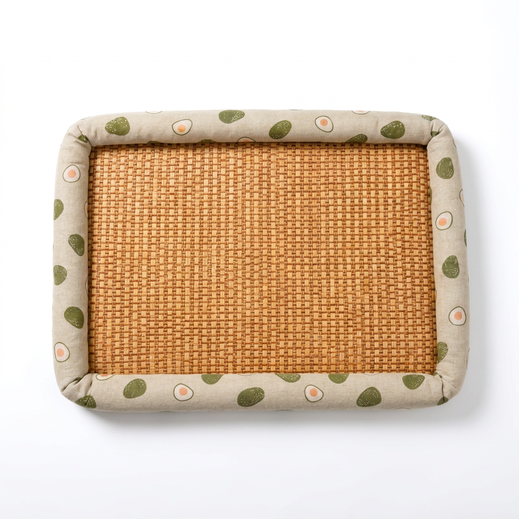 Woven Rattan Cooling Pet Bed top-down view