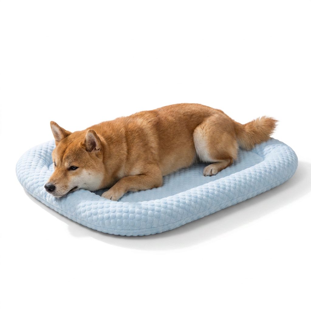 Contoured Cooling Mat with dog