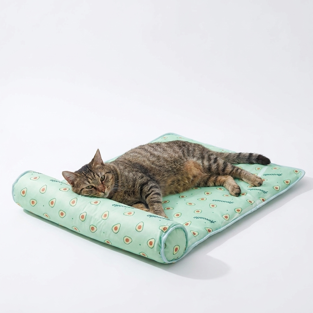 Printed Rectangular Cooling Mat with cat