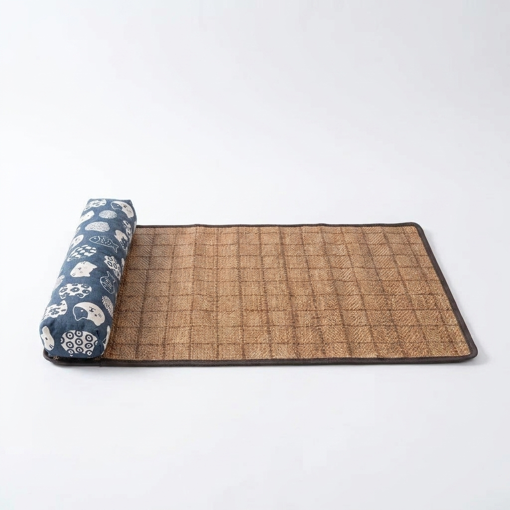 Woven Cooling Mat with Pillow front view