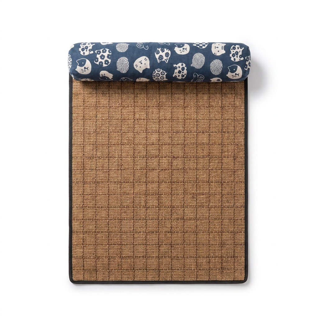 Woven Cooling Mat with Pillow top-down view