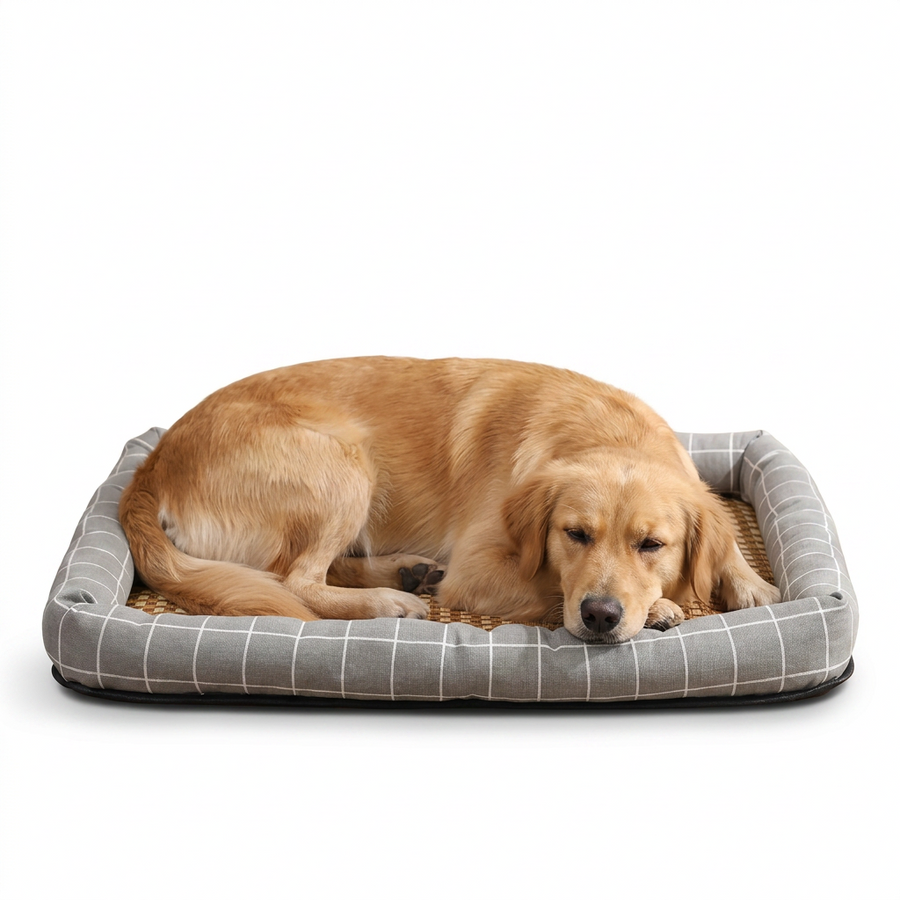 Woven Cooling Pet Bed with dog