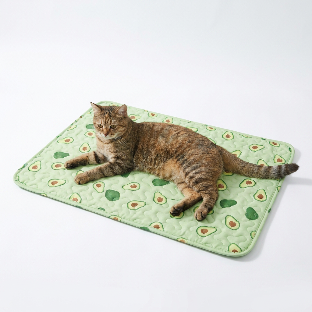 Breathable Summer Pet Bed Mat with cat