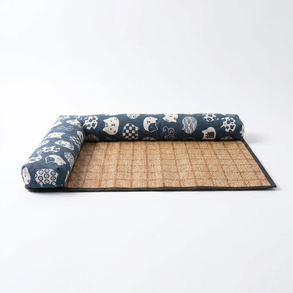Woven Cooling Mat with Pillow front view