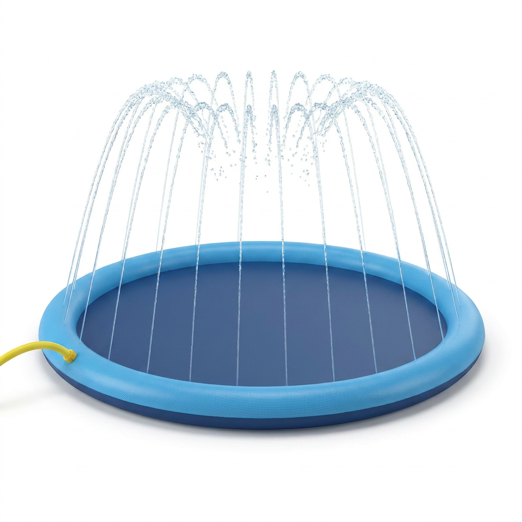 Round Outdoor Dog Splash Pad angled view
