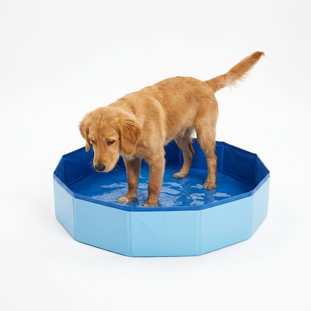 Collapsible Outdoor Foot Bath with dog