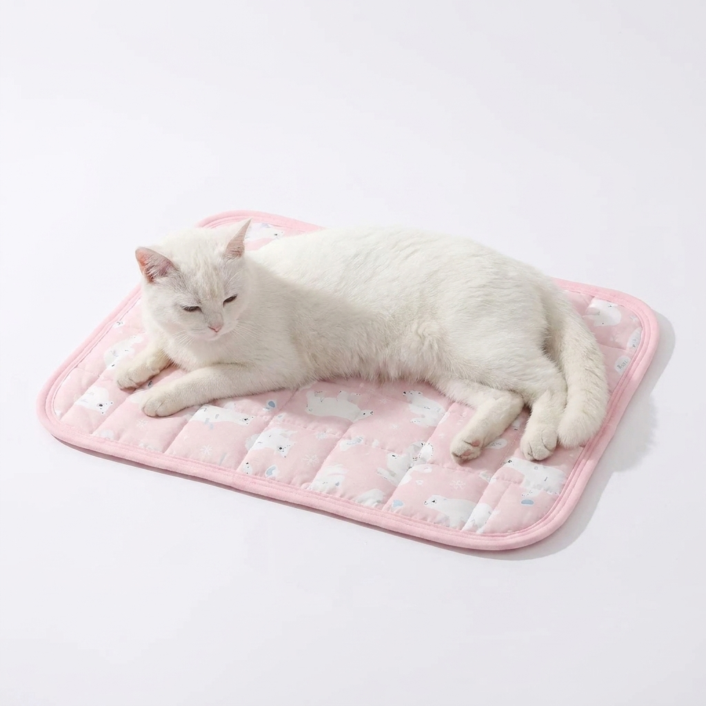 Quilted Cooling Cushion Mat with cat