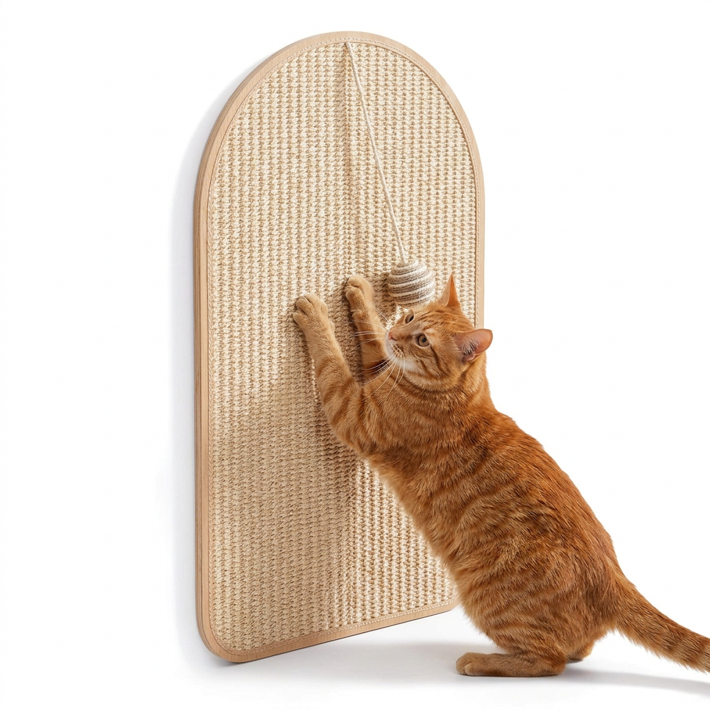 Wall Mounted Sisal Cat Scratcher with cat