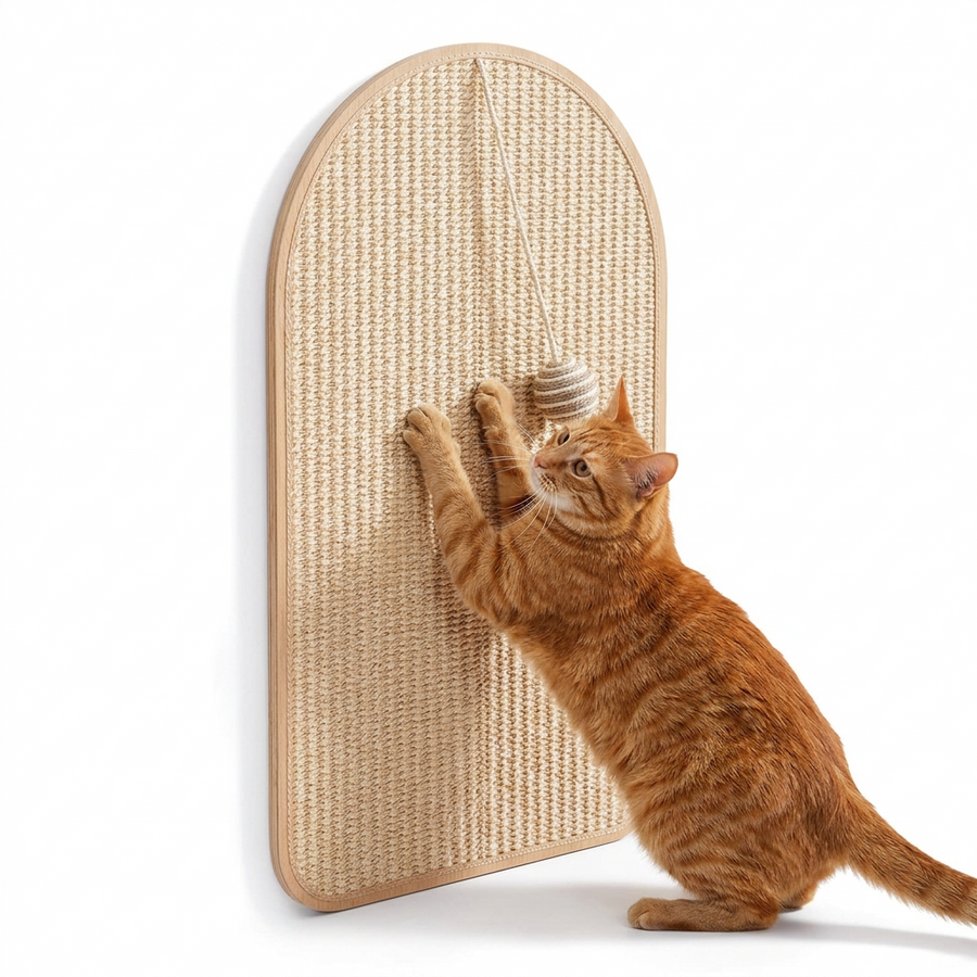 Wall Mounted Sisal Cat Scratcher with cat
