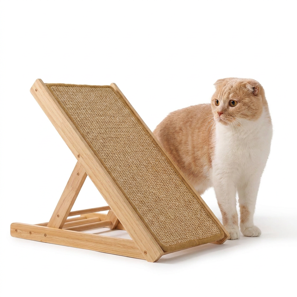 Angled Sisal Scratching Board with cat