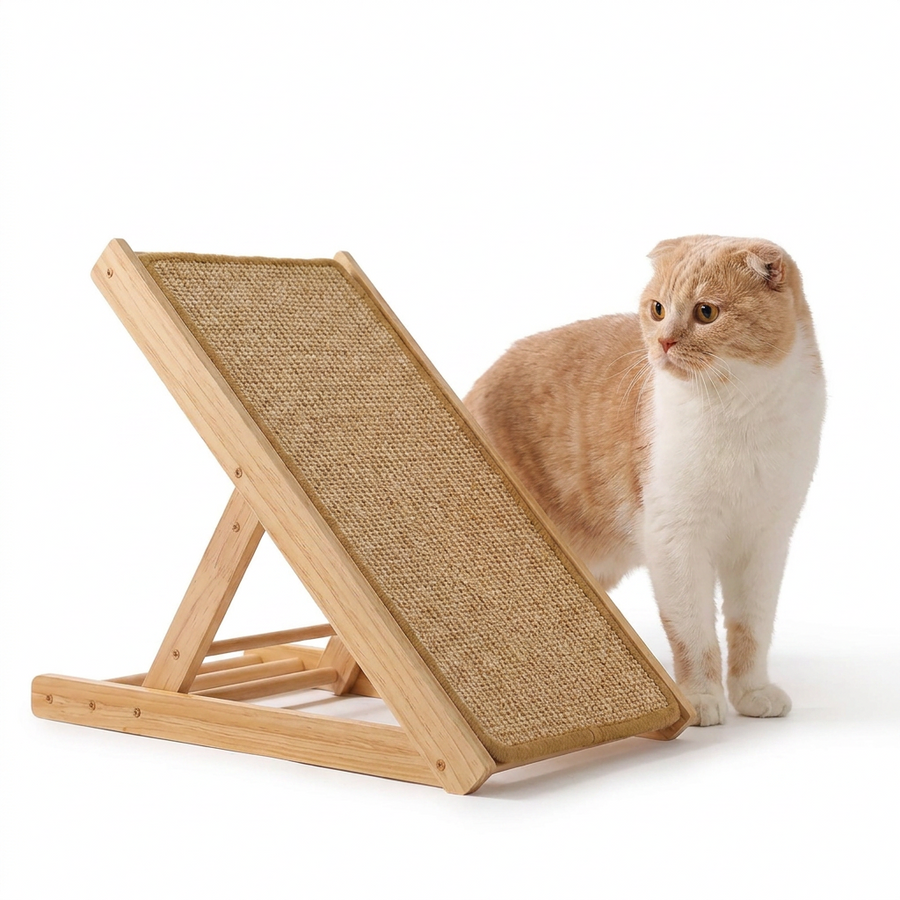 Angled Sisal Scratching Board with cat