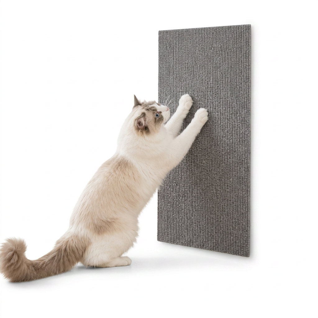 Large Vertical Wall Mounted Cat Scratching Board with cat
