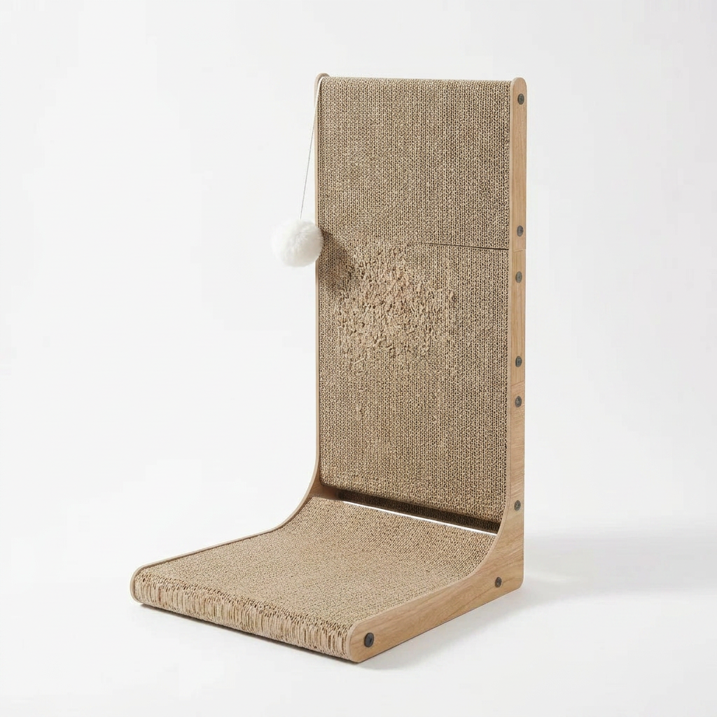 L Shaped Wall Leaning Cat Scratcher angled view