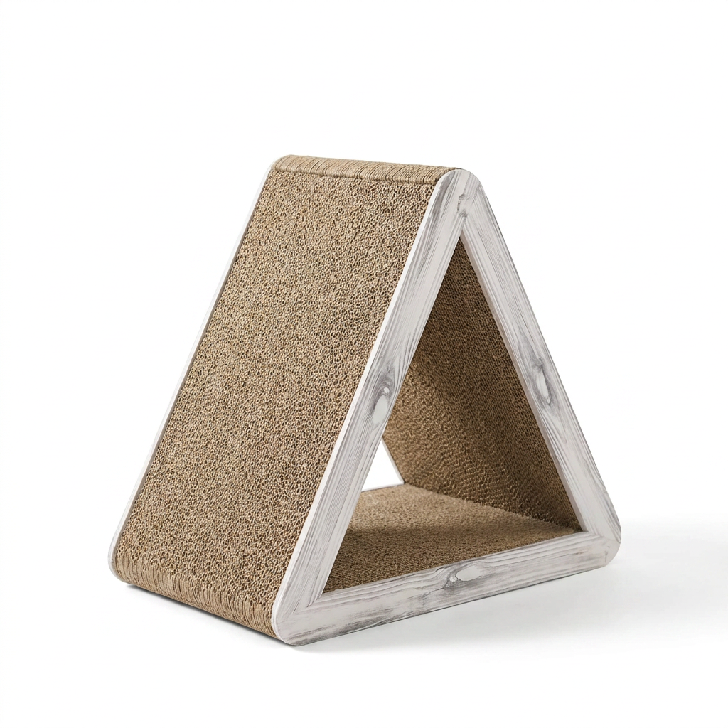 Triangular Folding Corrugated Cat Scratching Post front view
