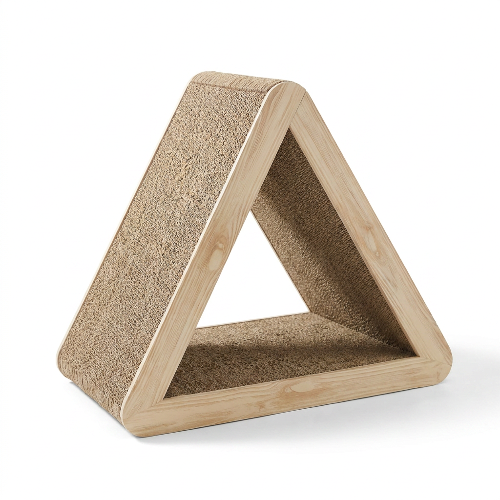 Triangular Folding Corrugated Cat Scratching Post angled view