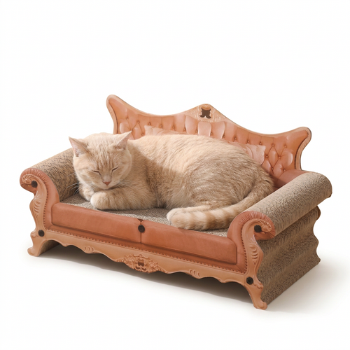 European Chaise Style Cat Scratcher Bed with cat