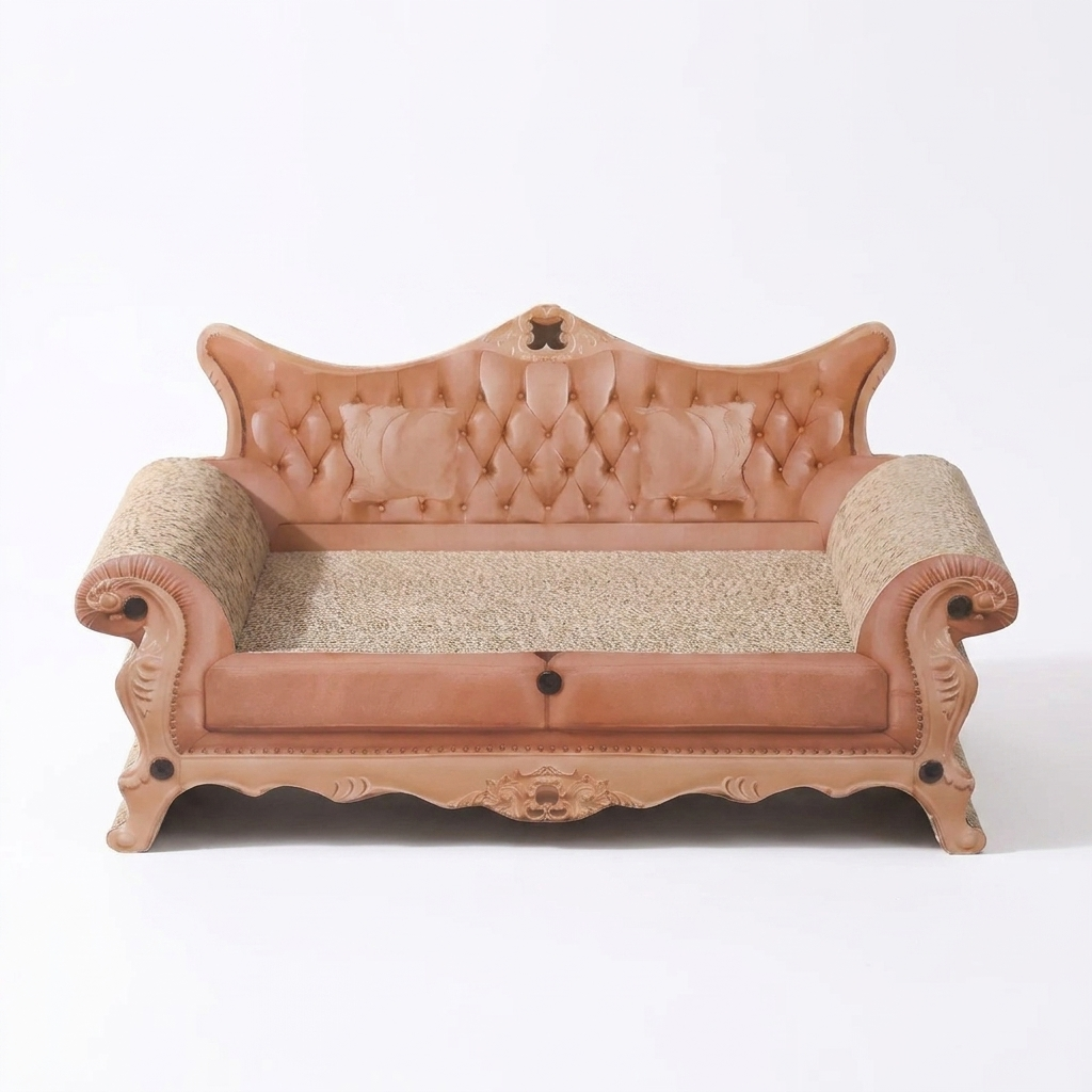 European Chaise Style Cat Scratcher Bed front view