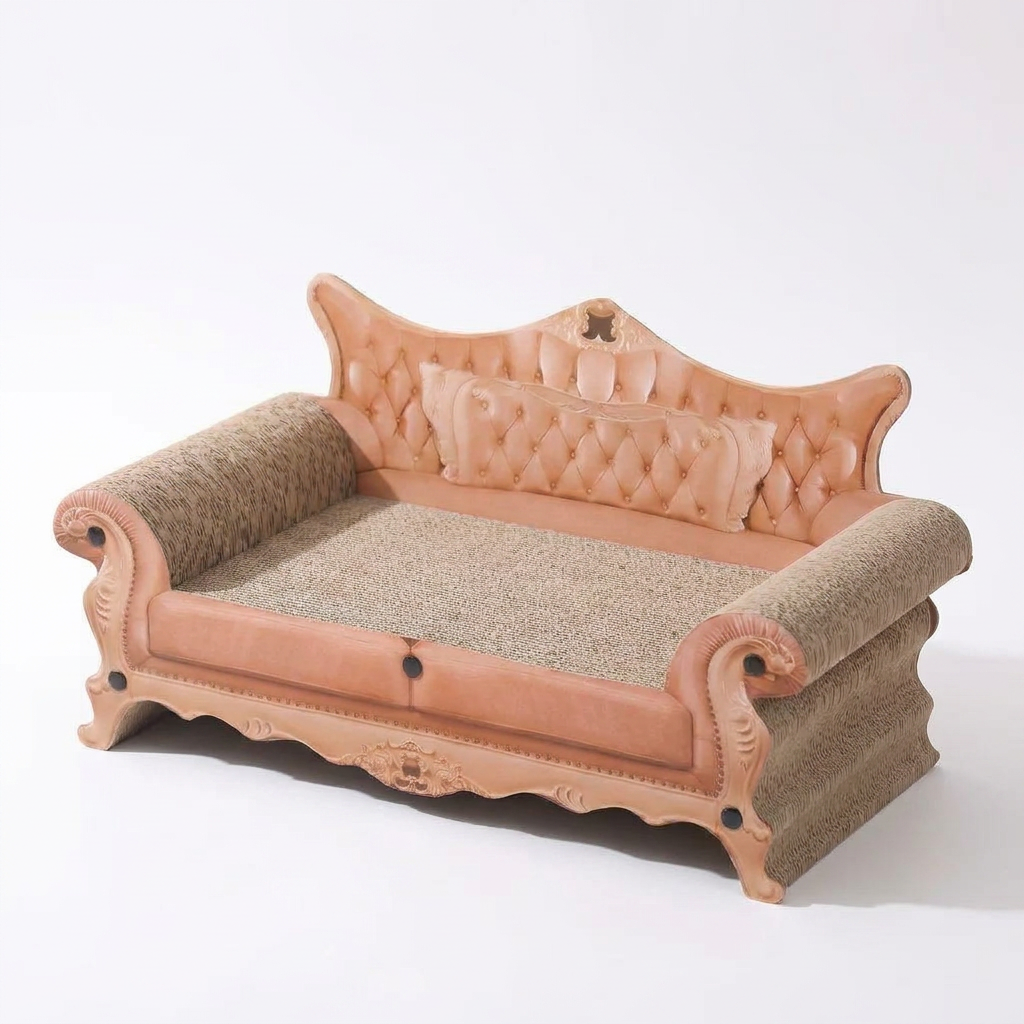 European Chaise Style Cat Scratcher Bed angled view