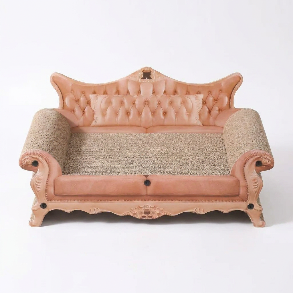 European Chaise Style Cat Scratcher Bed top-down view