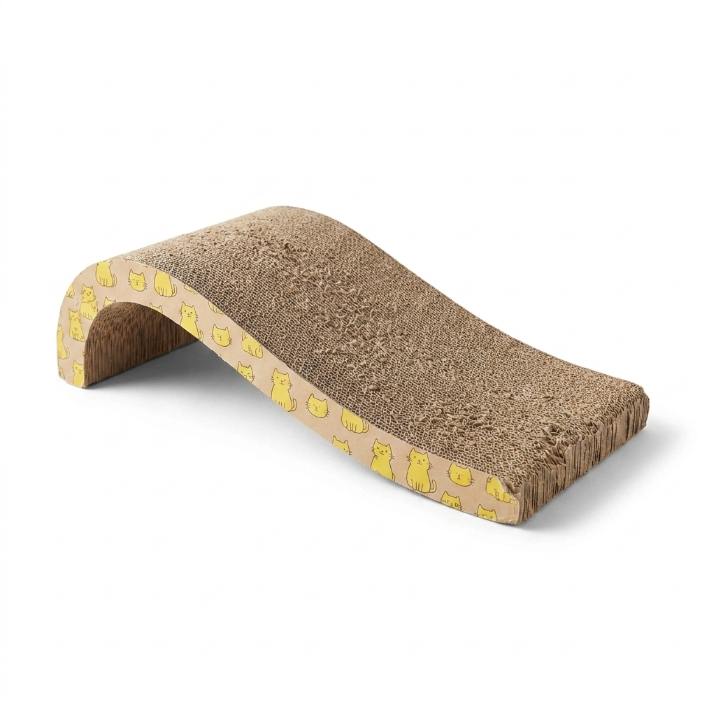 Wave Shaped Corrugated Cat Scratcher angled view