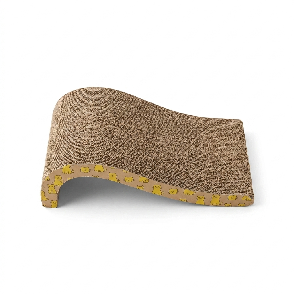 Wave Shaped Corrugated Cat Scratcher top-down view