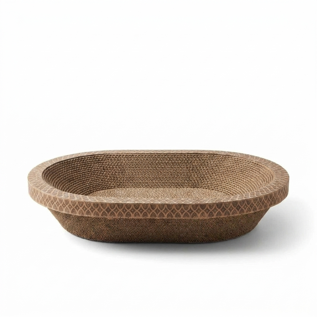 Oval Corrugated Cat Scratcher Bed front view
