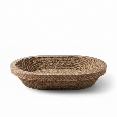 Oval Corrugated Cat Scratcher Bed front view