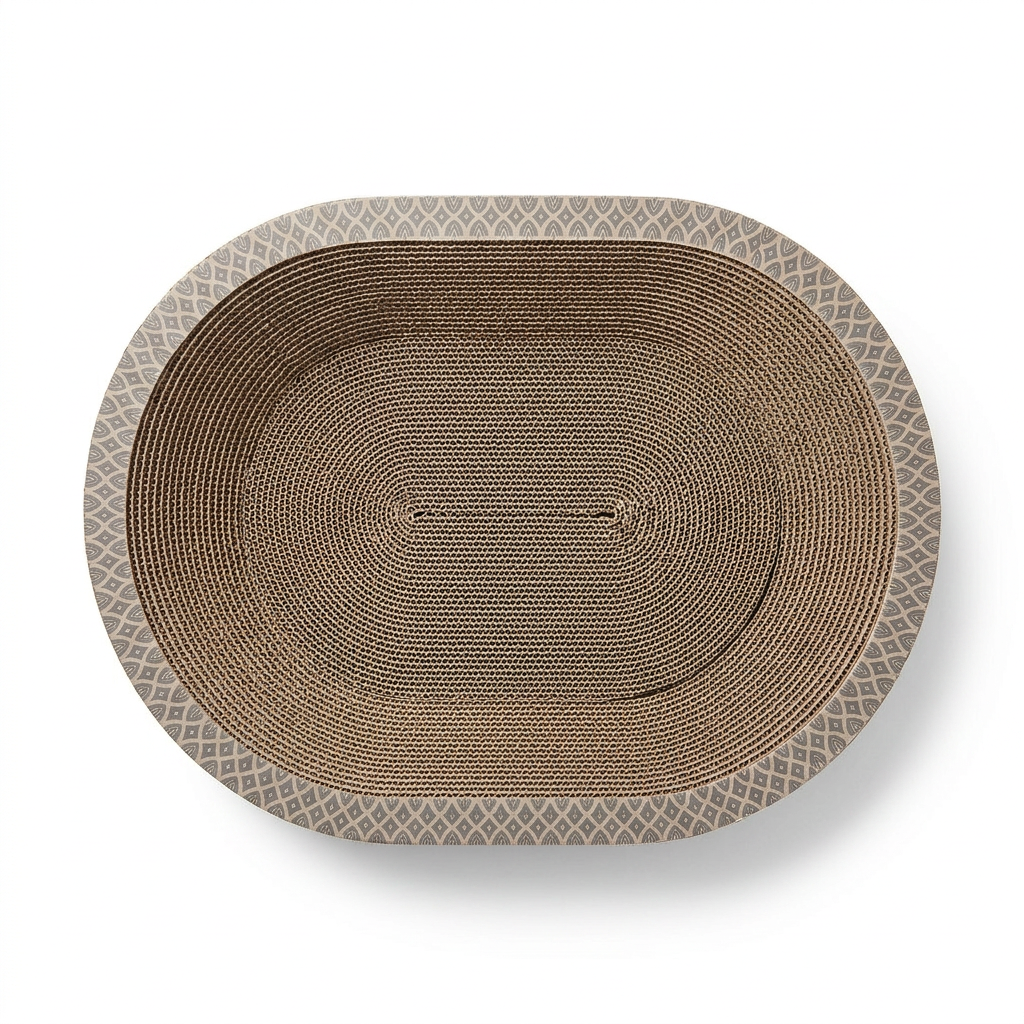 Oval Corrugated Cat Scratcher Bed top-down view