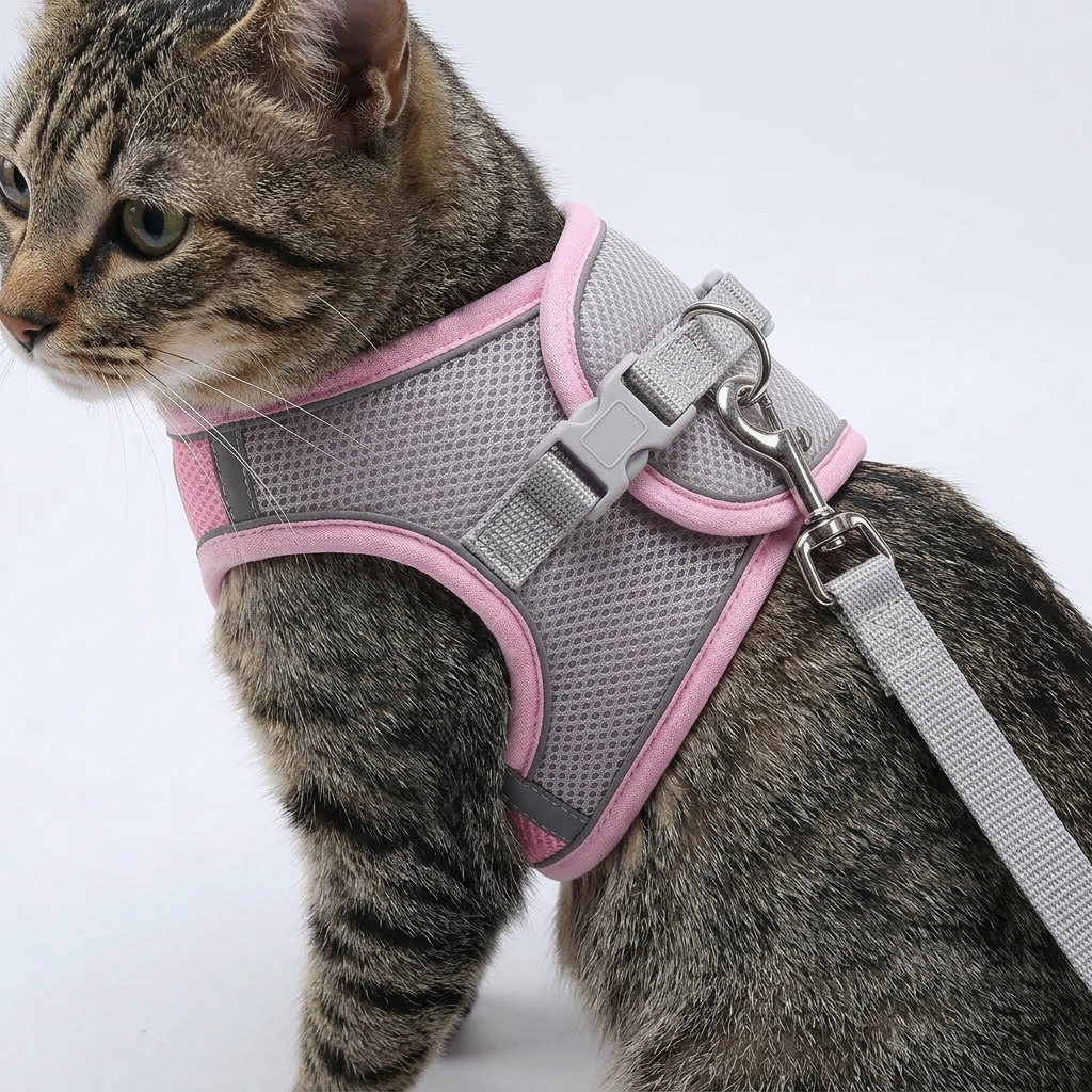 Vest Harness with Matching Lead worn by cat
