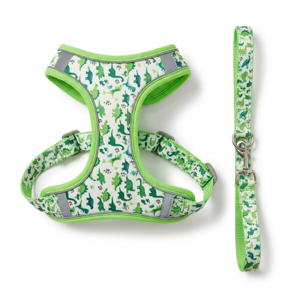 Small Dog Harness and Lead Set top-down view