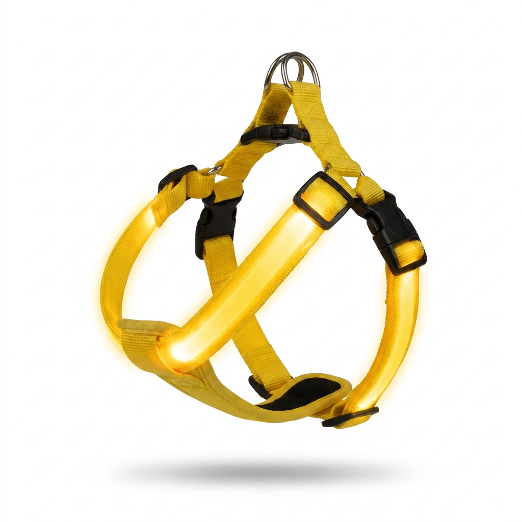 Rechargeable LED Dog Harness angled view