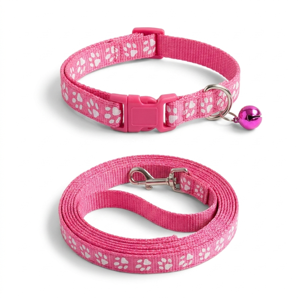 Adjustable Collar and Leash Set top-down view