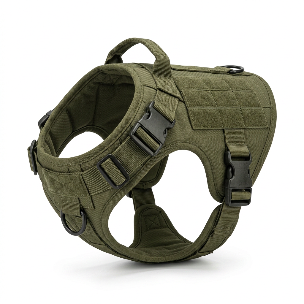 Military Style Tactical Dog Harness Set angled view