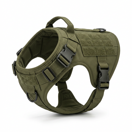 Military Style Tactical Dog Harness Set angled view