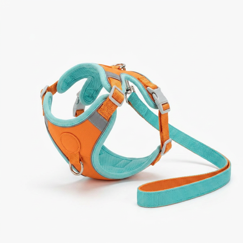 Vest Harness with Retractable Leash angled view