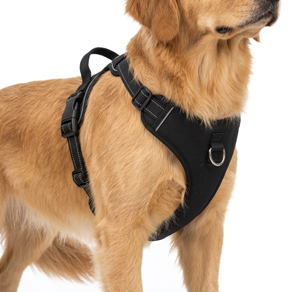 Adjustable No Pull Chest Harness worn by dog