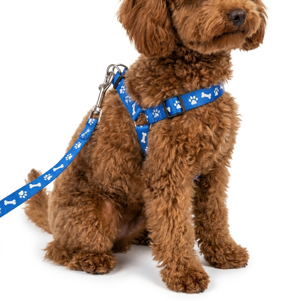 Small Pet Harness and Lead Set worn by puppy