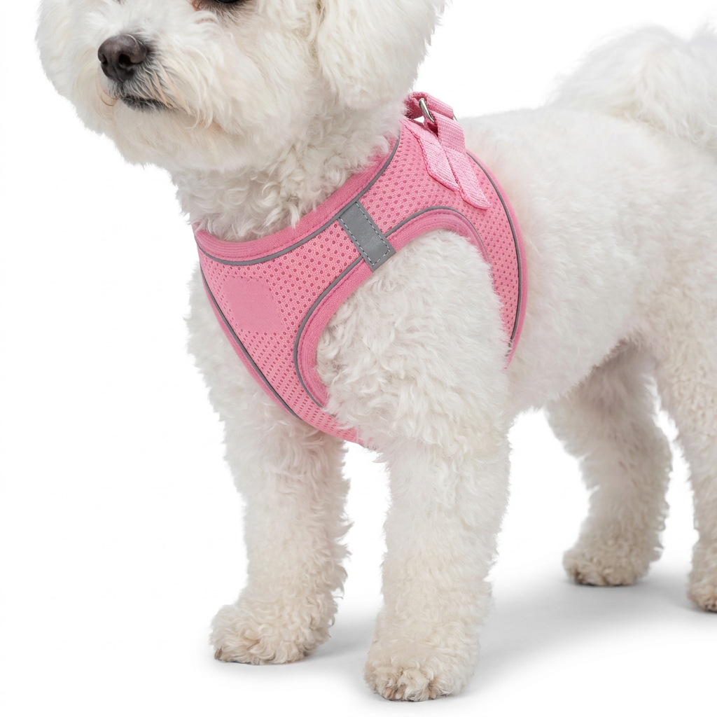 Reflective Vest Style Dog Harness worn by dog