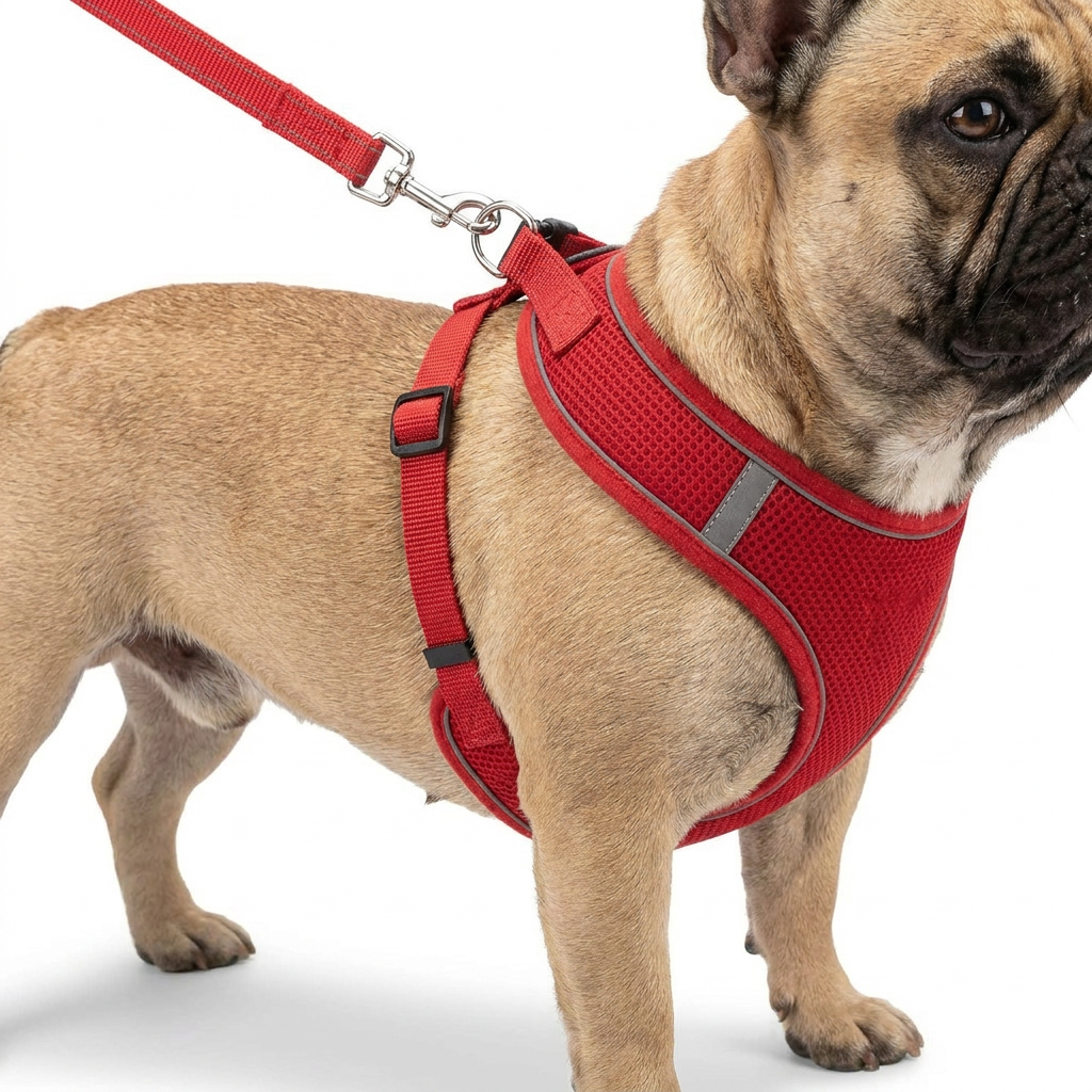 Adjustable Vest Harness with Matching Lead worn by dog