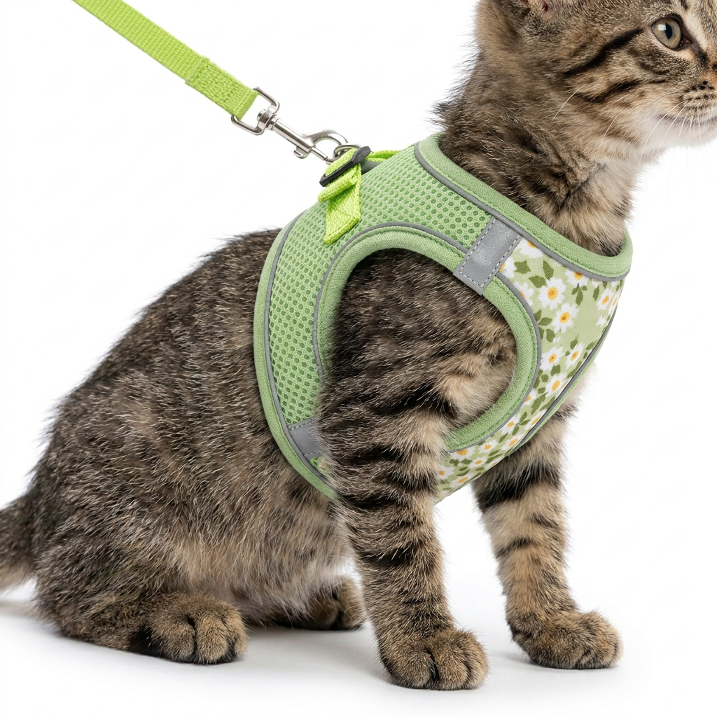 No Pull Pet Harness Set worn by kitten