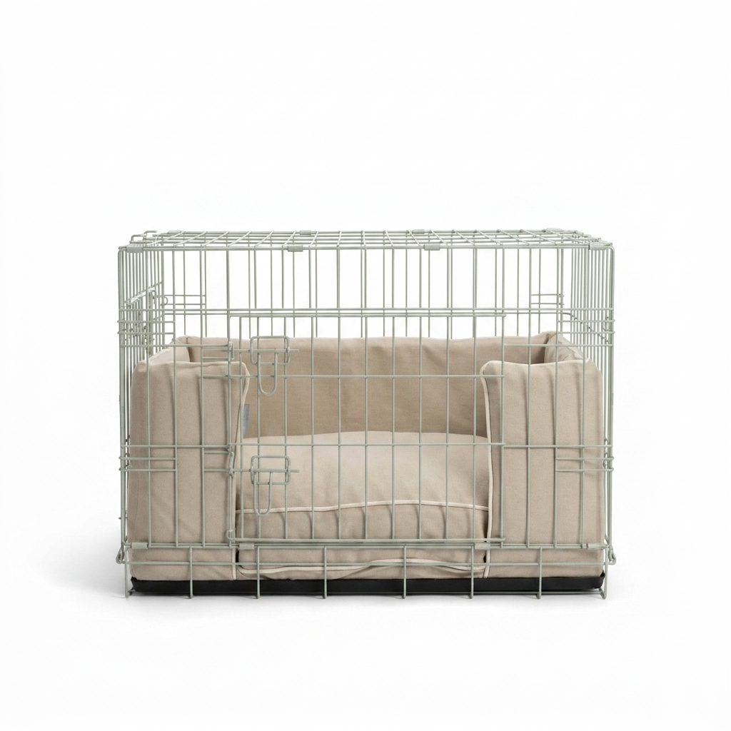 Dog Crate Bumper in Savanna Oatmeal front view