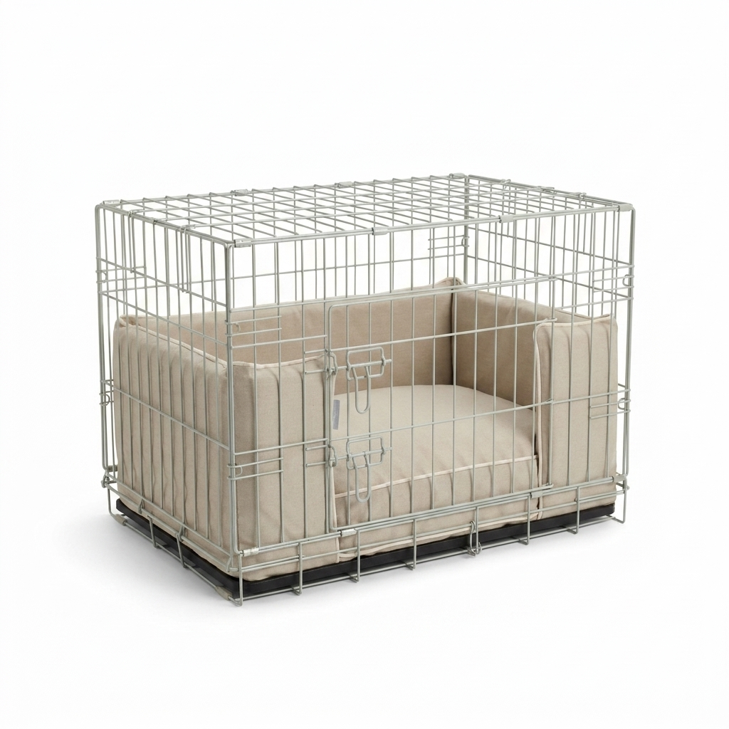 Dog Crate Bumper in Savanna Oatmeal angled view