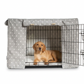 Dog Crate Cover in Grey Spot with dog