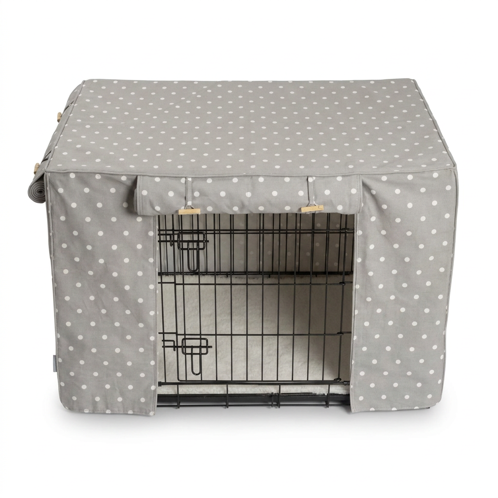 Dog Crate Cover in Grey Spot top-down view