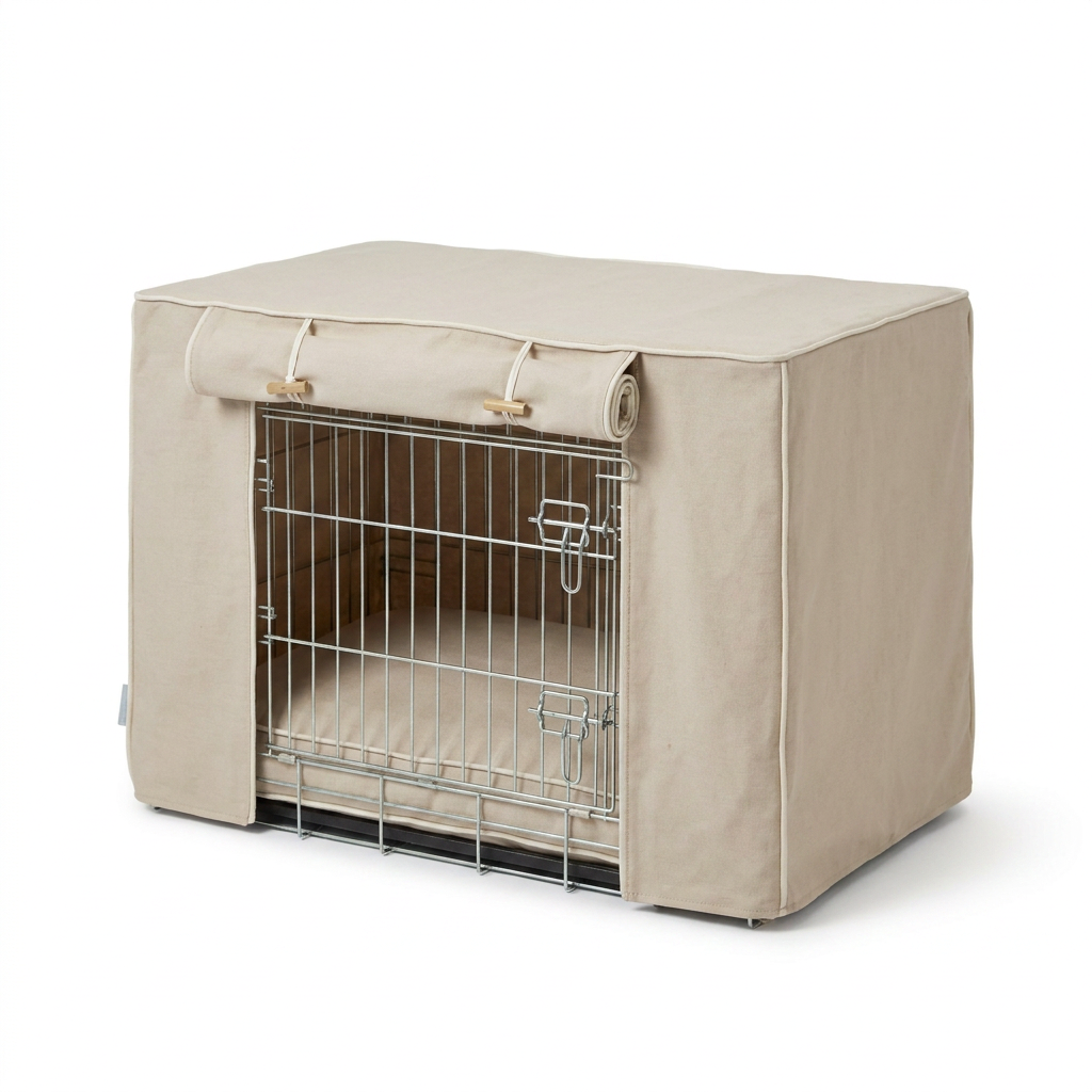 Dog Crate Set in Savanna Oatmeal angled view