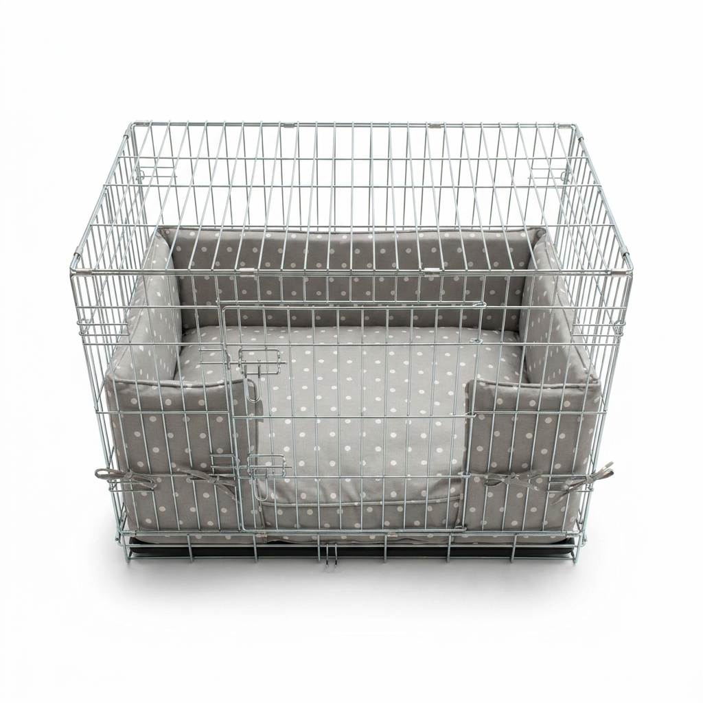 Dog Crate Bumper in Grey Spot top-down view