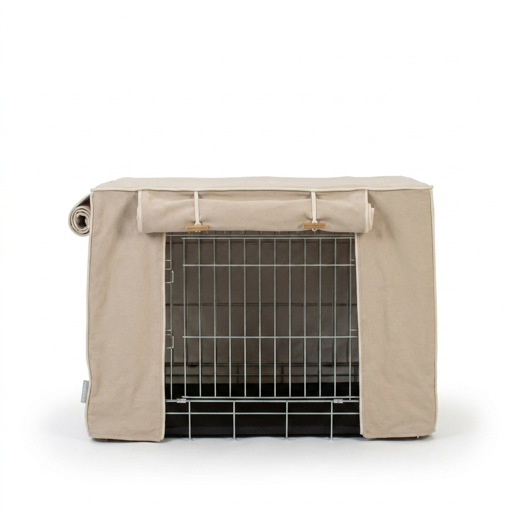 Dog Crate Cover In Savanna Oatmeal front view