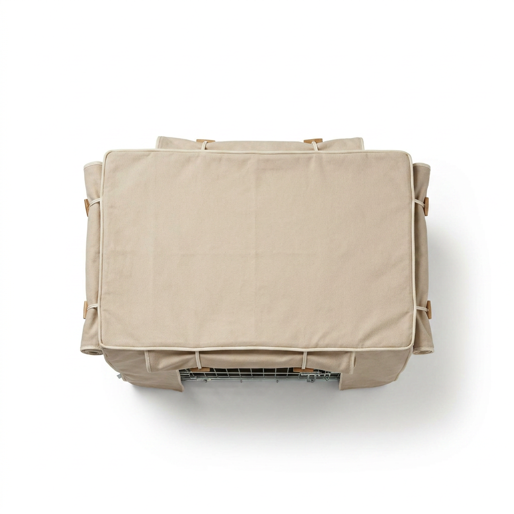 Dog Crate Cover In Savanna Oatmeal top-down view